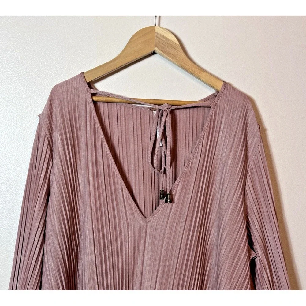Free People Cant Help It Mini Dress Large Pink Pleated Ruffle Bell Babydoll